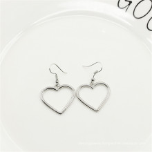 New Brand Fashion Simple Design Silver Color Hollow Heart Drop Earrings Ear Cuff Piercing Dangle Earring  For Women